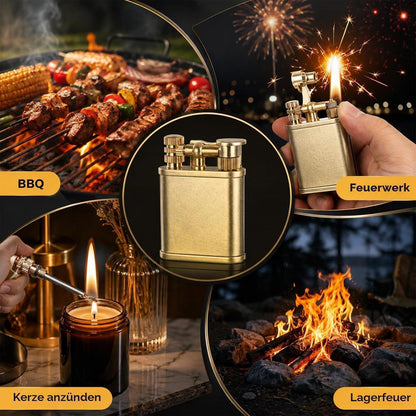 Benzinfeuerzeug Vintage Messing, Retro Feuerzeug für Männer