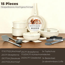 18-teiliges Granit Kochgeschirr Set mit abnehmbaren Griffen