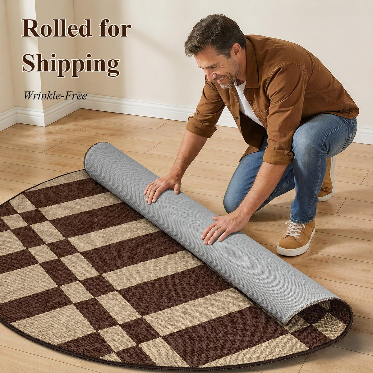 Fußmatte Schachbrett Braun 150x150cm – Rutschfest & Vielseitig
