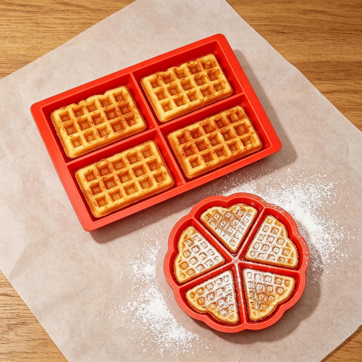 Silikon Waffelform Set Herz & Rechteckig für Airfryer & Backofen