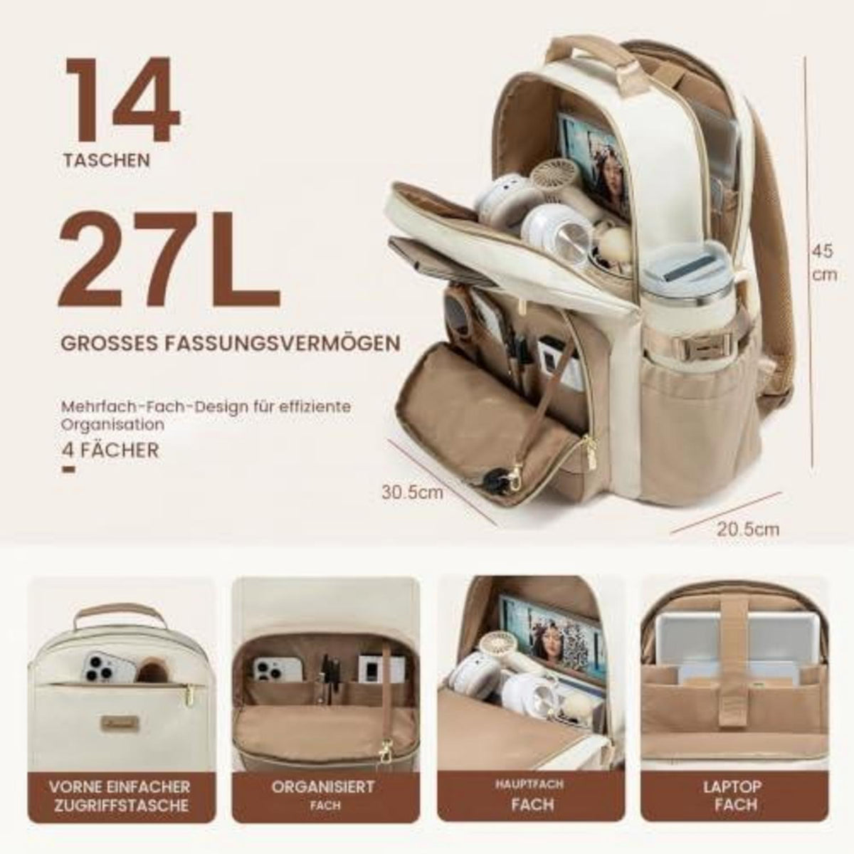 Laptop Rucksack Damen 15,6 Zoll – Gepolstert & Reisetauglich