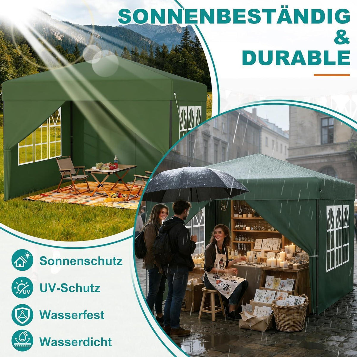Pop Up Pavillon 2.5x2.5m – Schnellaufbau, Wasserdicht & UV-Schutz
