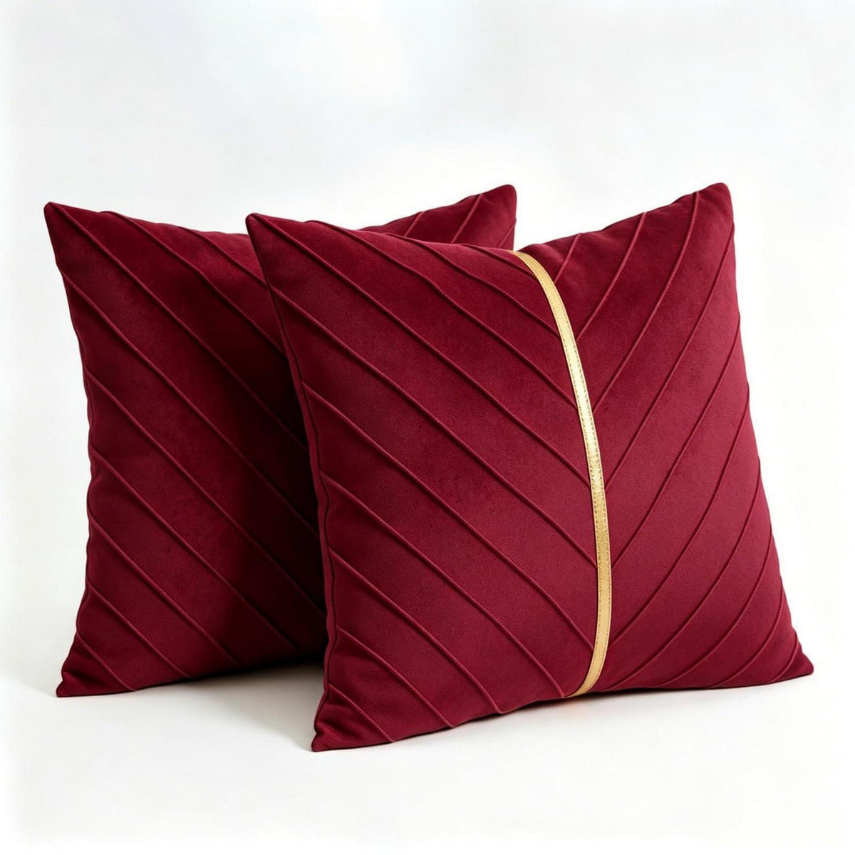 2x Samt Kissenbezug Weinrot 40x40 cm - Modern & Elegant