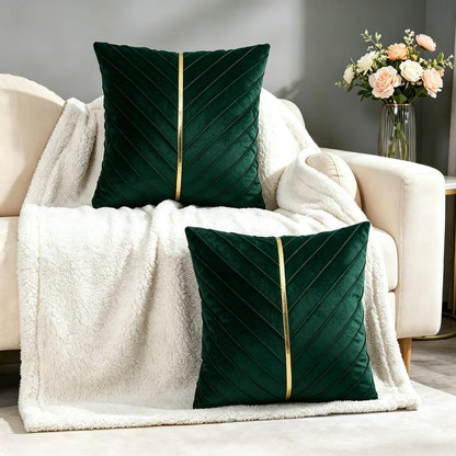 2x Kissenbezug Samt 50x50 Dunkelgrün Modern