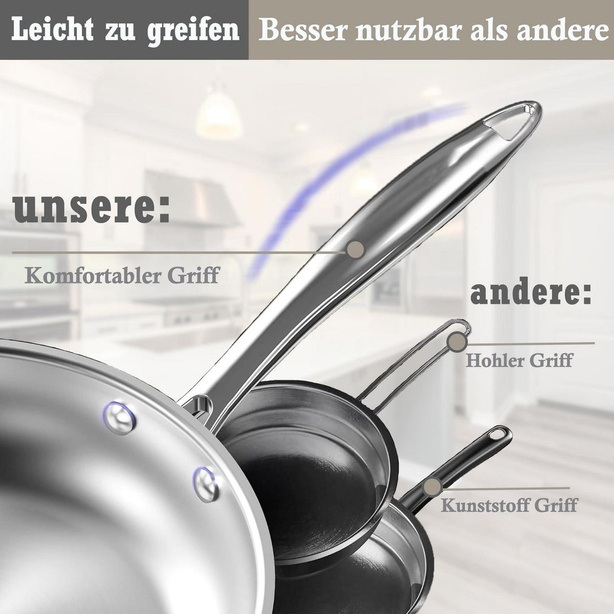 8-teiliges Edelstahl Kochgeschirr Set mit Glasdeckeln