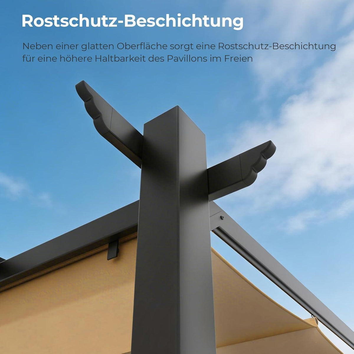 LEADZM Pergola 3x3m – Freistehender Pavillon mit Schiebedach