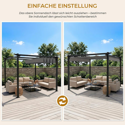 LEADZM Pergola 3x3m – Freistehender Pavillon mit Schiebedach