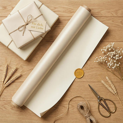 Doppelseitiges Geschenkpapier Cremefarben 43 cm x 10 m Matt & Perlglanz