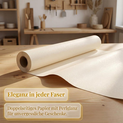 Doppelseitiges Geschenkpapier Cremefarben 43 cm x 10 m Matt & Perlglanz