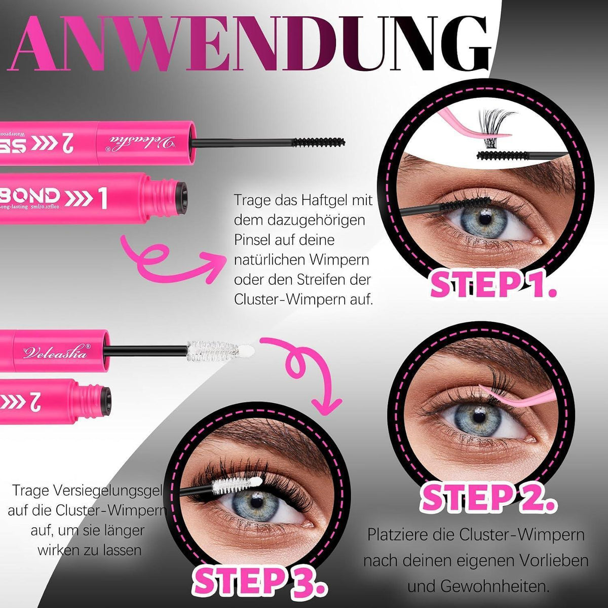Schwarzer Wimpernkleber 10ml – 72h Halt, Wasserfest & Hypoallergen