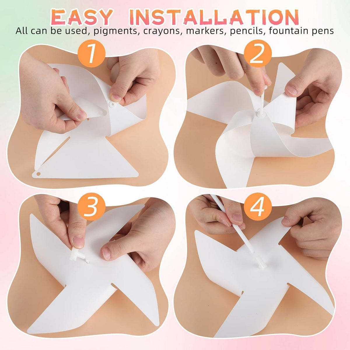 DIY Windrad Bastelset für Kinder – 24 Teile zum Malen & Spielen