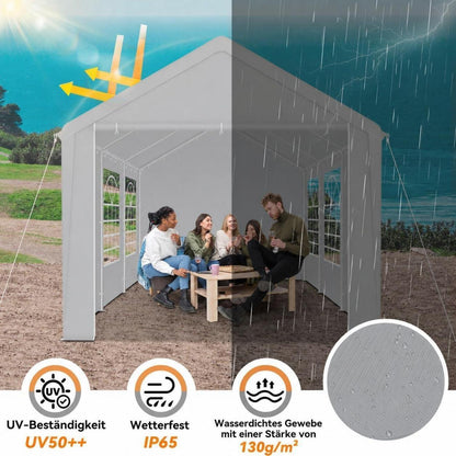 Partyzelt 3x6m Grau – Wasserdicht & UV-Schutz für Garten & Events