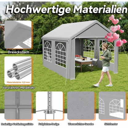 Partyzelt 3x4m Grau – Wasserdicht & UV-Schutz für Garten & Events