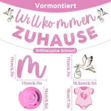 Willkommen Zuhause Baby Mädchen Deko Set Rosa Girlande & Spiralen