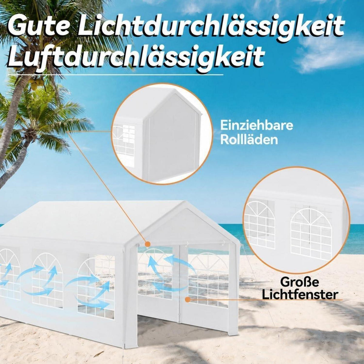 Partyzelt 3x6m – Weißes Garten- & Festzelt mit Zubehör