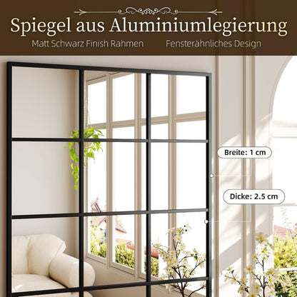 Rechteckiger Wandspiegel mit Gitter, Schwarz 100x75 cm