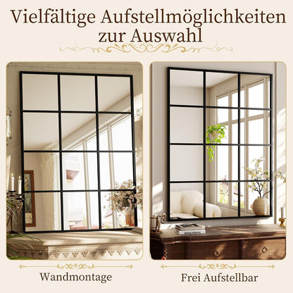 Wandspiegel Gitter Schwarz 70x50 cm – Dekorativer Kosmetikspiegel