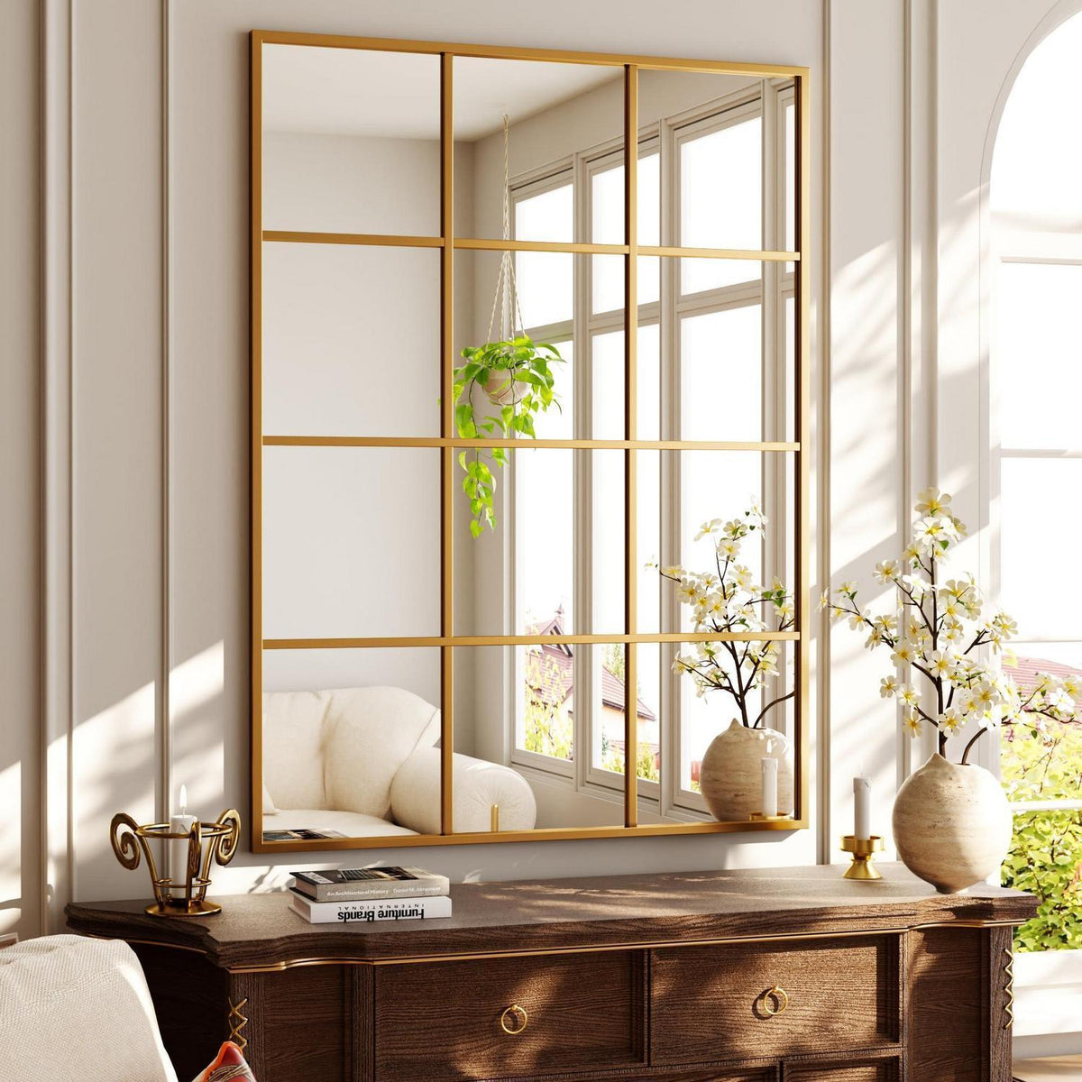 Koonmi Wandspiegel Gitter Gold 100x75 cm