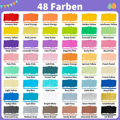 Acrylmarker Set 48 Farben – Dual Tip für Stoff, Holz & mehr