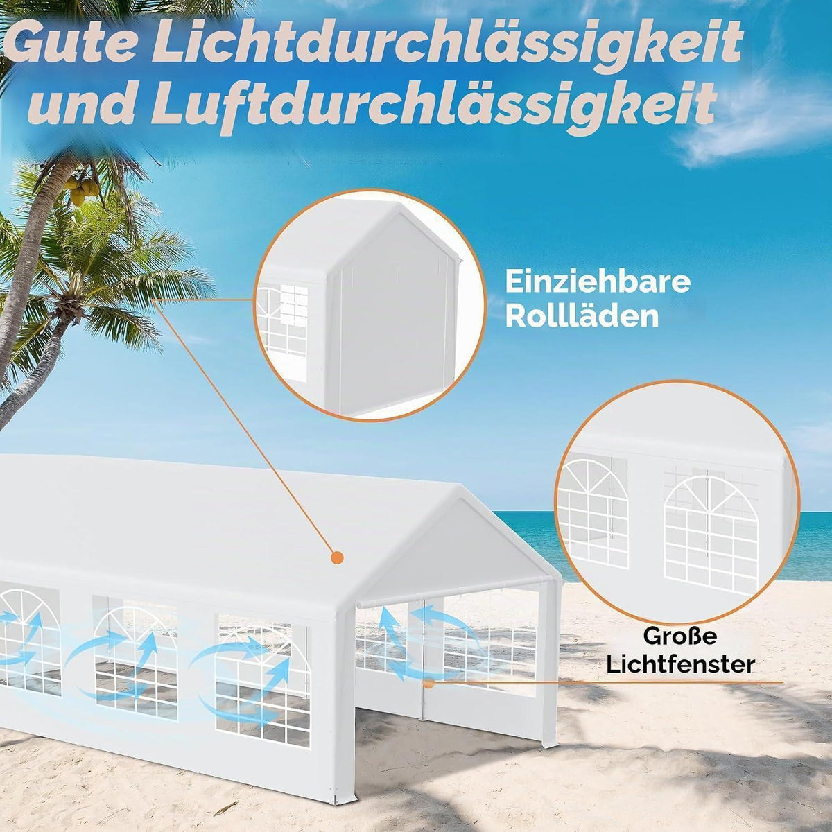 Partyzelt 4x8m Weiß – Stabiler Pavillon mit Seitenwänden