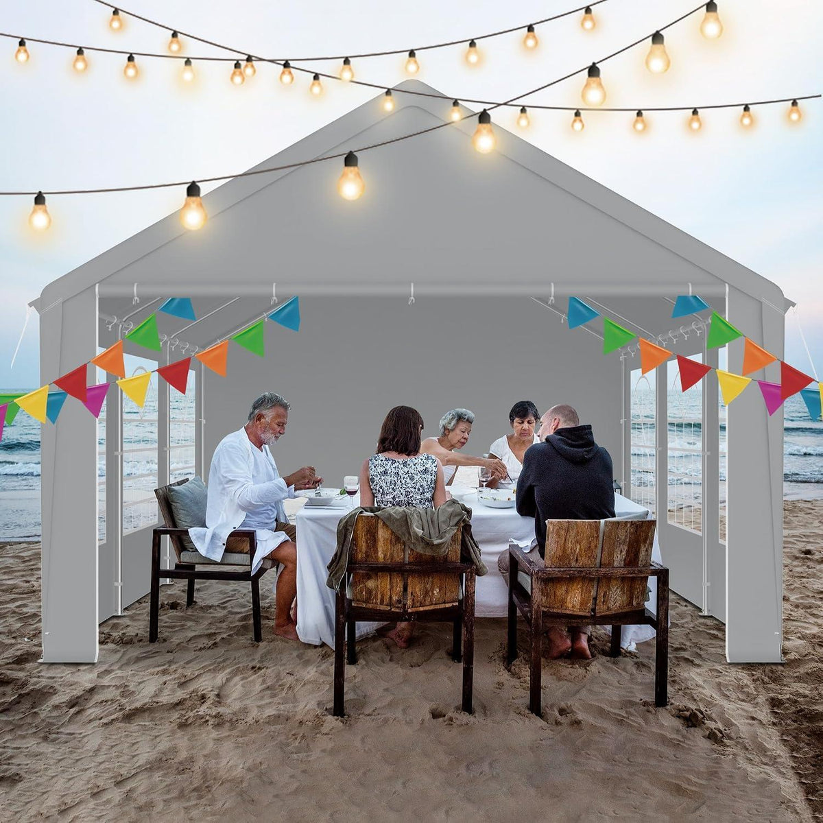 Partyzelt 4x6m Grau – Wasserdicht & Stabil für Garten & Events