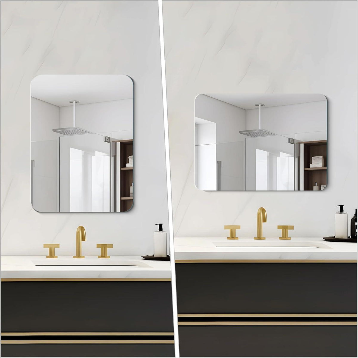 Rechteckiger Wandspiegel 70x50cm & 90x75cm Rahmenlos