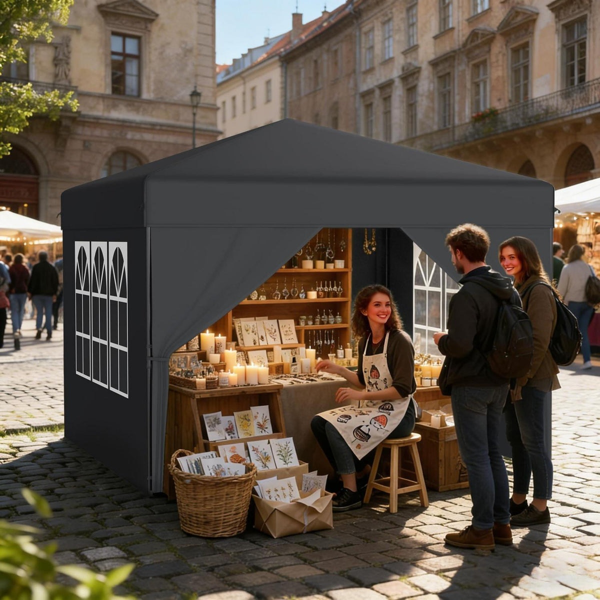 3x3 Pavillon Wasserdicht & Stabil – Garten Partyzelt mit Seitenwänden