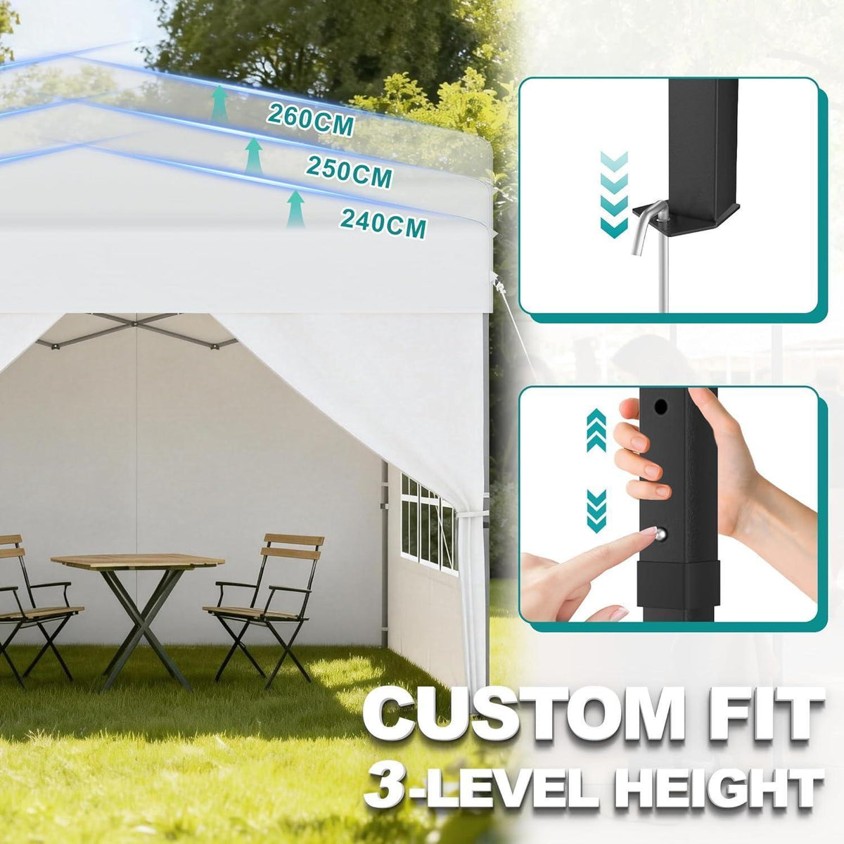 3x3 Pavillon Wasserdicht & Stabil – Partyzelt mit Seitenwänden