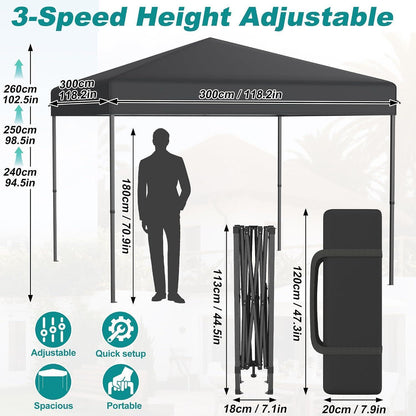 3x3 Pavillon Wasserdicht – Pop-Up Partyzelt für Garten & Outdoor