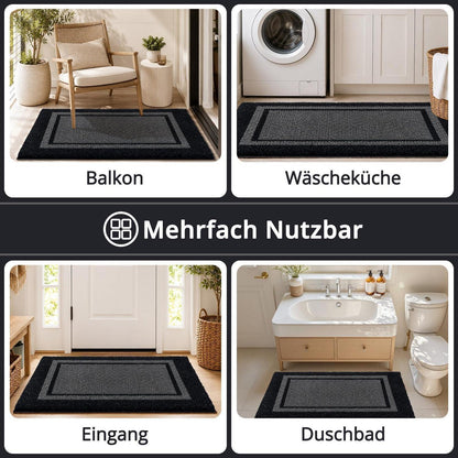Fußmatte Innen rutschfest 60x90 cm – Schwarzgrau
