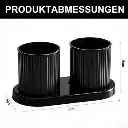 Doppel Zahnbürstenhalter Set Schwarz – Badezimmer Organizer