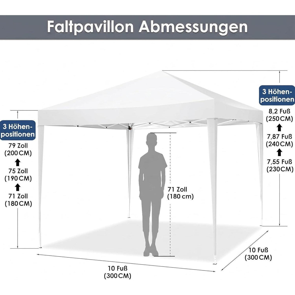 Faltpavillon 3x3 Wasserdicht – Stabil & Winterfest für Garten & Events