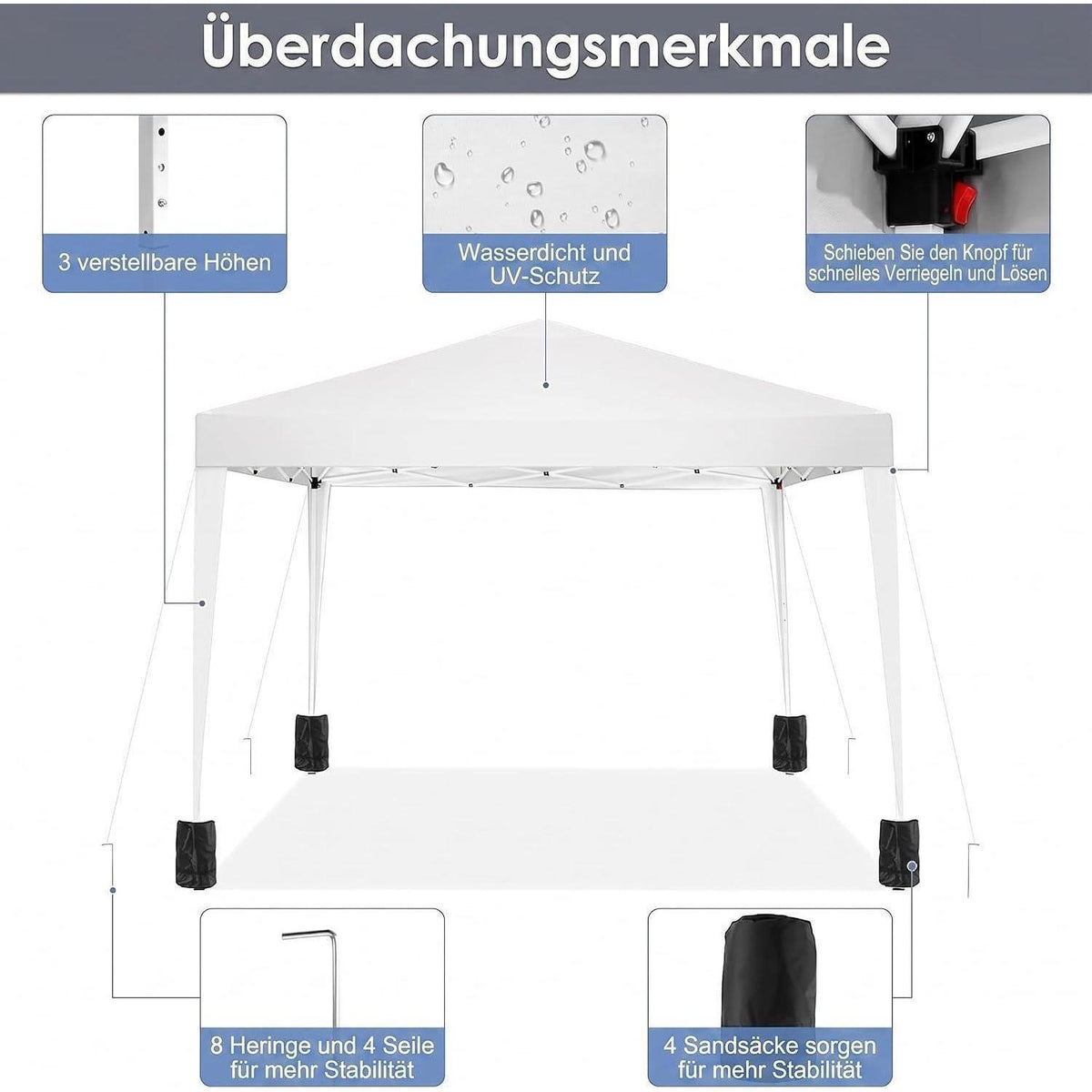 Faltpavillon 3x3 Wasserdicht – Stabil & Winterfest für Garten & Events