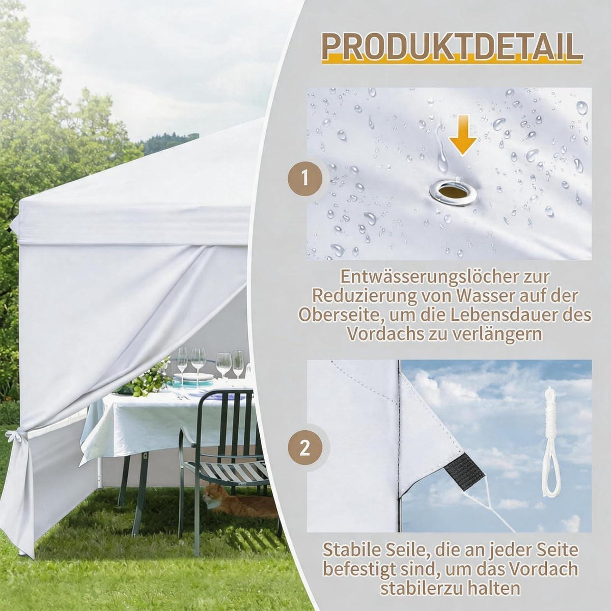 3x3m Faltpavillon mit Seitenteilen – UV-Schutz & Höhenverstellbar