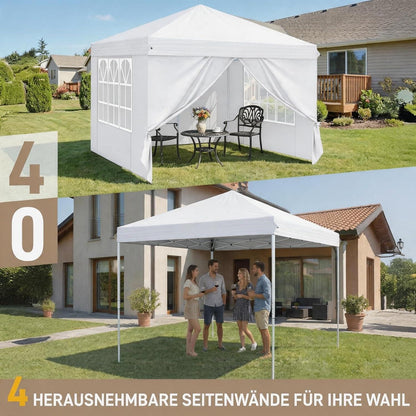 3x3m Faltpavillon mit Seitenteilen – UV-Schutz & Höhenverstellbar