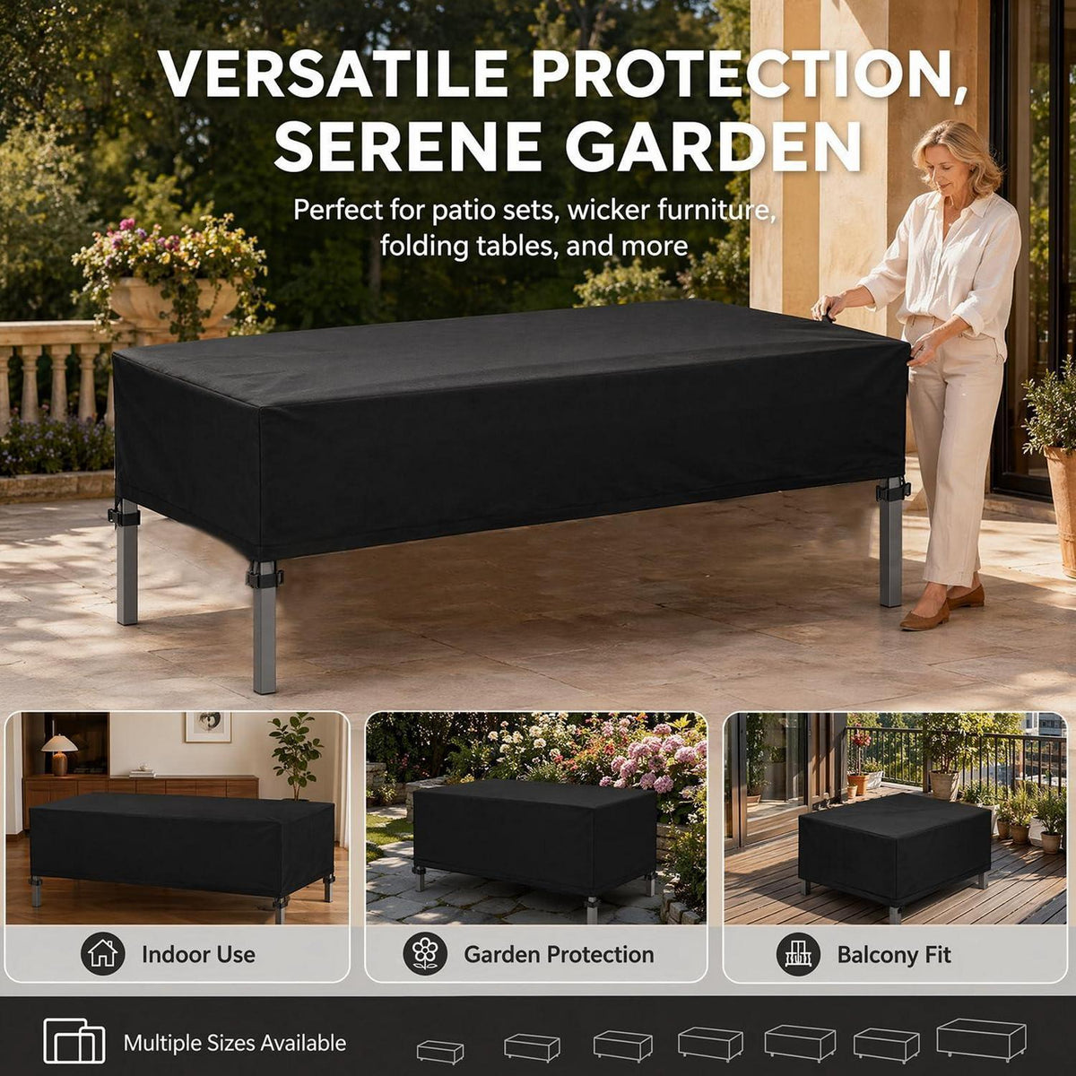 Gartentisch Abdeckung 160x90cm | Wetterfest & Winddicht