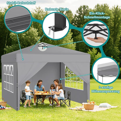 Pop-Up Pavillon 2,5x2,5m mit Seitenwänden – Garten Party Zelt