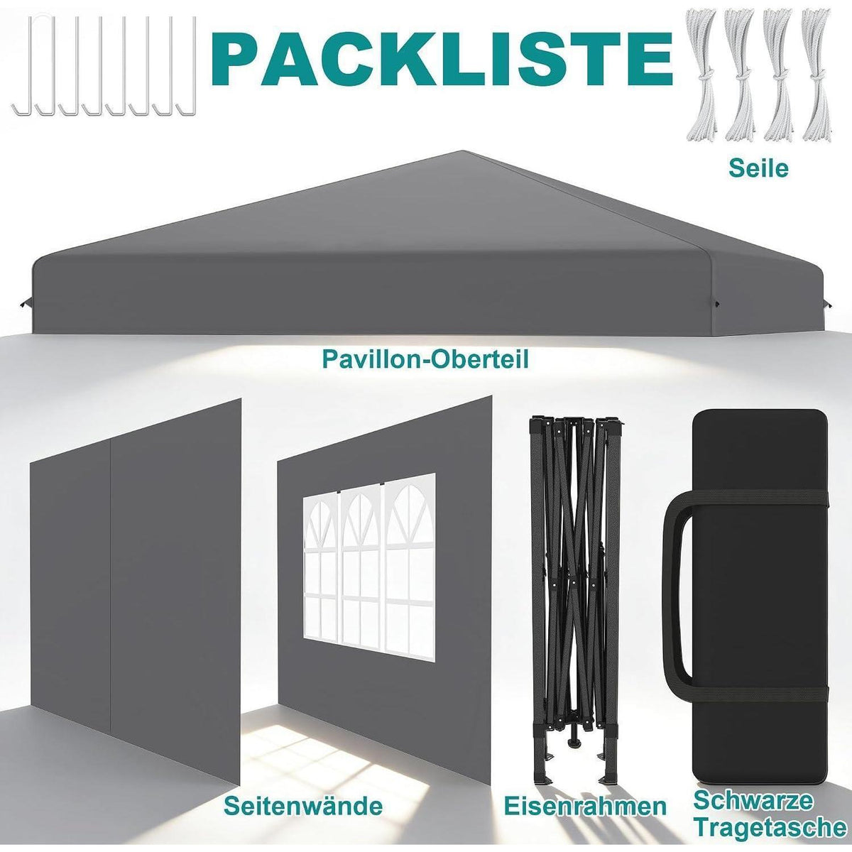 Pop-Up Pavillon 2,5x2,5m mit Seitenwänden – Garten Party Zelt
