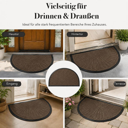 Halbrunde Fußmatte Braun 50x80 cm | Wetterfest & Rutschfest