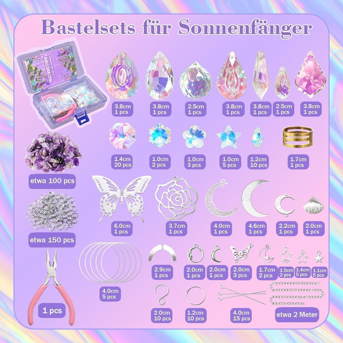 Sonnenfänger Bastelset 400 Teile - Schmetterling DIY Regenbogen Maker