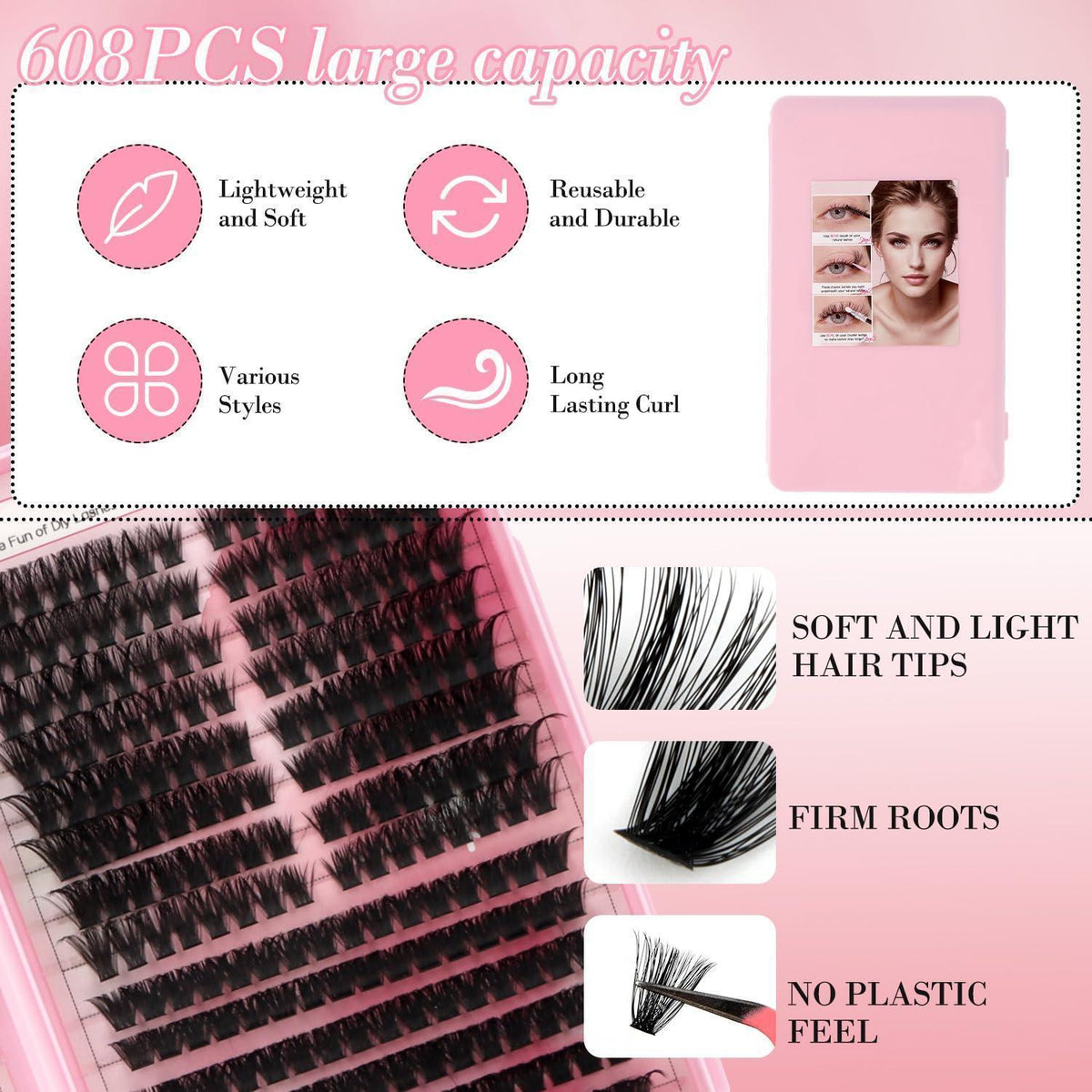 Wimpern Cluster Set 608 Stück – DIY Wimpernverlängerung 10-16mm