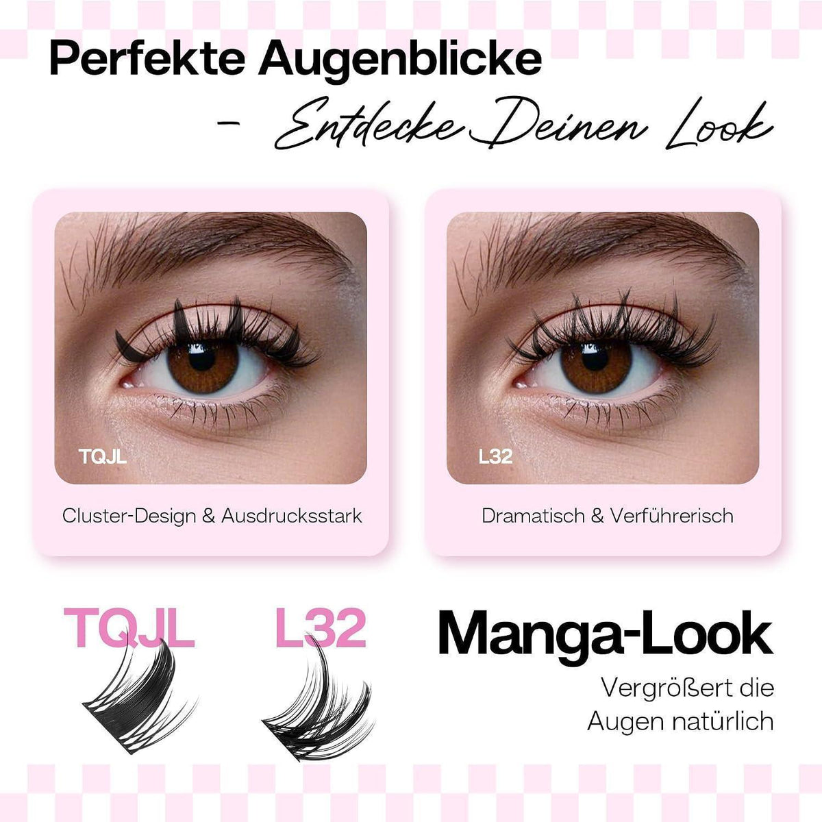 Wimpern Extensions Set 672 Stück D Curl DIY mit Kleber