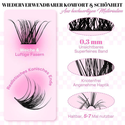 Wimpern Extensions Set 672 Stück D Curl DIY mit Kleber