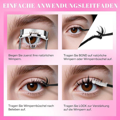 Wimpern Extensions Set 672 Stück D Curl DIY mit Kleber