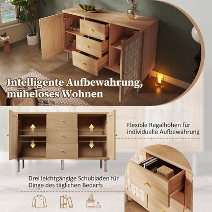 Sideboard Eiche mit 2 Türen & 3 Schubladen – Flexibel & Stabil