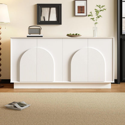 Weißes Sideboard mit 4 gewölbten Türen (160cm)