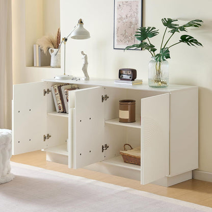 Weißes Sideboard mit 4 gewölbten Türen (160cm)