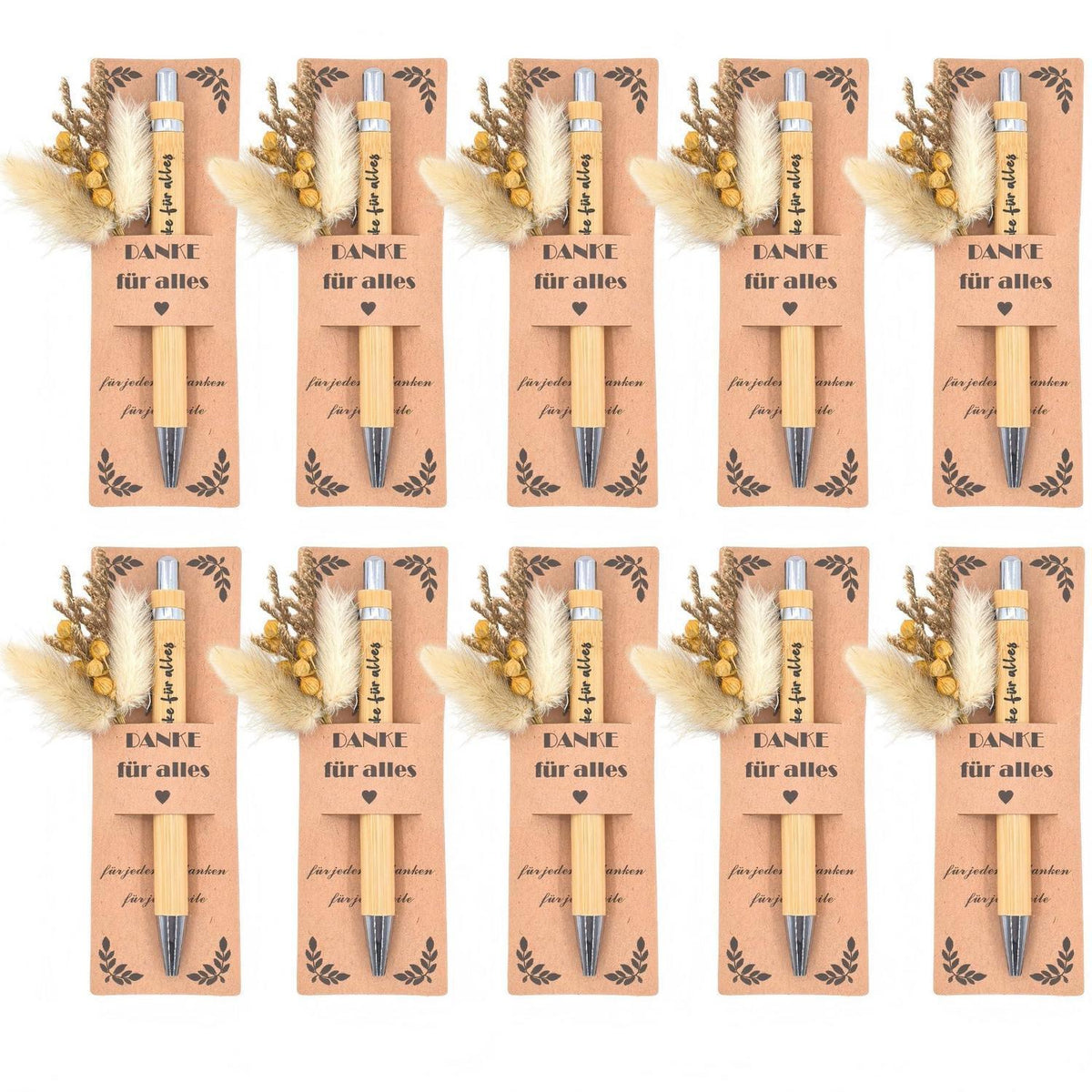 10x Dankeschön Geschenkset Kugelschreiber mit Gravur