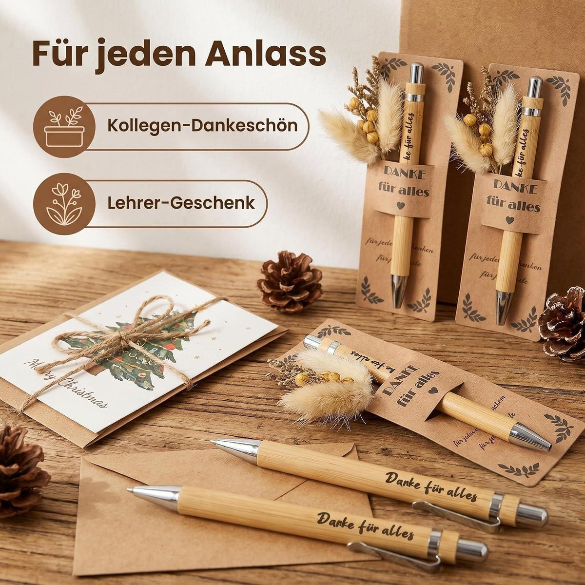 10x Dankeschön Geschenkset Kugelschreiber mit Gravur