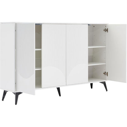 Weißes Sideboard mit 4 Türen & Verstellböden (160cm)